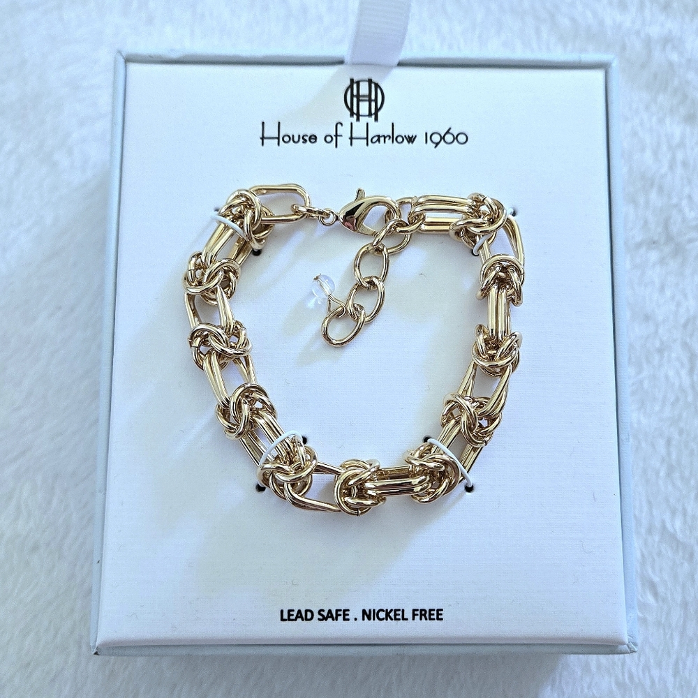 House🏠 of Harlow 1960 Gold💛 Knotted🪢 Link Chain⛓️ Bracelet - NIB - Picture 2 of 10